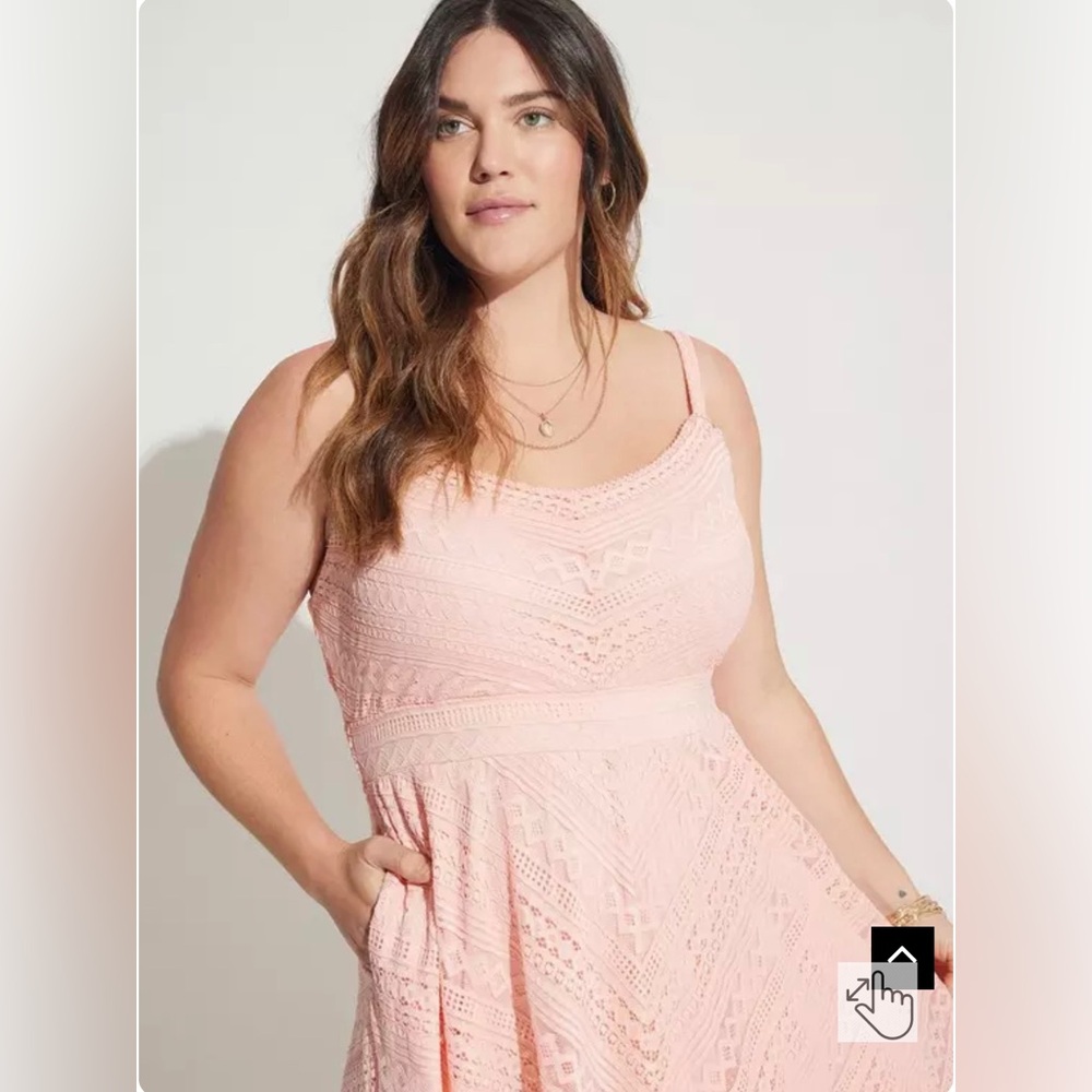 Torrid Midi Lace Skater Dress size 2 2x 18-20 NWT Pink Peach